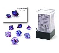 Chessex CHX20557 Jeu de dés polyédriques nocturnes nébuleuses 10 mm - Donjons et Dragons D&D DND TTRPG - Comprend 7 dés - D4 D6 D8 D10 D12 D20 D%