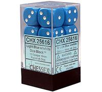 D6 16mm Light Blue w/White (12)