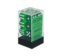 Chessex Dice: CHX23605 D6 16mm Translucent Green/White (12)