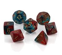 Chessex Dice: CHX26462 Set d'écrous Gemini : Red-Teal/Gold (7)