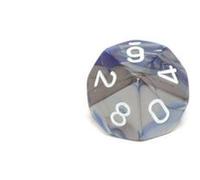 Chessex Dice Sets Gemini Blue Steel with White - Ten Sided Die d10 Set (10) G