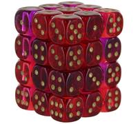 Chessex Jeu de dés - Gémeaux 12 mm : bloc de dés translucide rouge/violet/doré - Donjons et dragons D&D DND TTRPG - Comprend 36 dés - D6