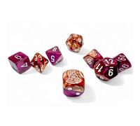 Chessex Jeu de dés Gemini violets cuivrés avec chiffres blancs 7+1 16 mm