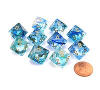 Chessex Lot de 10 dés D10 : luminaire nébuleuse - Océanique avec Or
