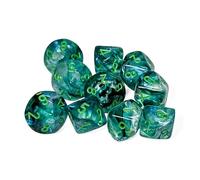 Chessex Lot de 10 dés lumineux Kelp Borealis avec chiffres vert clair D10 16 mm