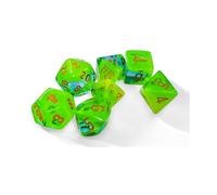 Chessex Lot de 7 dés lumineux gémeaux avec chiffres oranges Plasma Vert et bleu sarcelle 16 mm