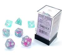 Chessex Lot de 7 dés polyédriques nébuleuses - Glycine avec blanc
