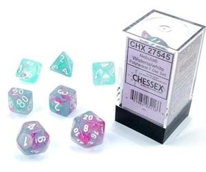 Chessex Lot de 7 dés polyédriques nébuleuses - Glycine avec Blanc