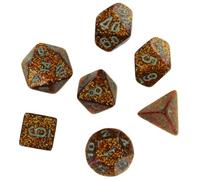 Chessex Lot de 7 mini dés à paillettes dorées avec chiffres argentés 10 mm
