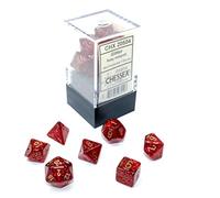 Chessex - Lot de 7 Mini Matrices polyédriques pailletées - Or Rubis