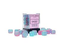 Chessex Jeu de dés - Gémeaux - 12 mm : gel vert/rose/bleu - Donjons et dragons D&D DND TTRPG Dice - Comprend 36 dés - D6