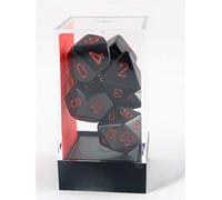 Chessex Manufacturing 25418 Opaque Black With Red Polyhedral Dice Set Of 7