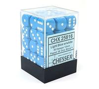 Chessex Manufacturing 25816 Opaque Light Blue with White - 12 mm Six Sided Dice Set of 36 by Chessex Manufacturing