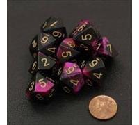 Chessex Manufacturing 26240 D10 Lot de 10 dés Gemini à clapet Noir/violet avec numérotation dorée