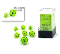 Chessex - Mini Vortex Polyhedral 7 Die Set - Bright Green & Black