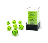 Chessex - Mini Vortex Polyhedral 7 Die Set - Bright Green & Black