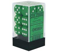 Chessex Opaque 16 mm d6 avec pips Dice Blocks (12 Dice) - Vert avec Blanc