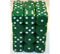 Chessex W6x12 Jeu de cubes opaque vert/blanc