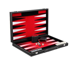 Chessgammon Jeu de Backgammon en Cuir Rouge Royal 15 Pouce