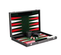 Chessgammon Jeu de Backgammon en Cuir Vert Malachite 21 Pouce