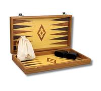 Chessgammon Jeu de Backgammon Manopoulos en Bois Chêne & Noyer 20 Pouce