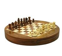 Chessgammon Jeu d'échecs rond en bois massif 30,5 cm