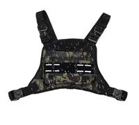 Chest Pack, Adjustable Running Vest, Front Training Utility Pouch, Black for Men, Multi-Functional Outdoor Gear Hiking, Rock Climbing, Fitness, Lightweight Sport Storage