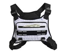 Chest Pouch for Workouts, Reflective Chest Bag, Adjustable Breathable Running Vest for Mountain Climbing & Cycling, Men and Women, Waterproof Fabric SBR