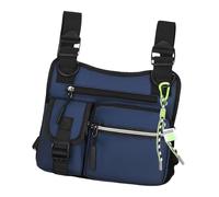 Chest , réglable Chest Bag, 06 x 1,57 pouces Wear-Resistant Utility Vest with 3D Ergonomic Cut for Hiking, Gym, Sports, Motorcycle, Outdoor Workout, Hunting Gear, bleu, Consulte la descripción