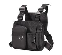 Chest Running Pack, Lightweight Vest Bag, Adjustable Front Storage Organizer, 26x3x22cm, Multi-Pocket Pouch Unisex, Black, Outdoor Workout Gear for Jogging Biking Hiking Reliable Companion Equipped