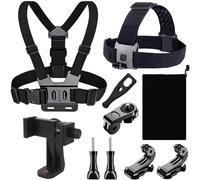 Chest Support Harness for Action Cam, Cell Phone Chest Support Harness Clip + Head Band Compatible with GoPro and Other Action Cam Accessories Kit