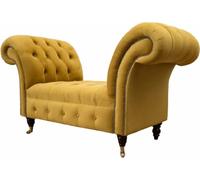 Chesterfield Banque Hocker Polsterbank Ottomane Sitzhocker Gelb Beistell JVmoebel