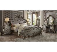 Chesterfield baroque lit double 2x tables de chevet en bois design lits 3pcs set