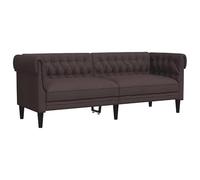 Chesterfield Canapé 3 Places Futon Marron Foncé - Revêtement en Tissu pour Salon & Bureau - Durable & Confortable - Solution élégante pour les Petits Espaces