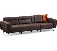 Chesterfield canapé 4 places canapé marron canapé 4 places en tissu JVmoebel