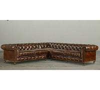 Chesterfield Canapé d'angle en cuir véritable Canapé d'angle rembourré Assise