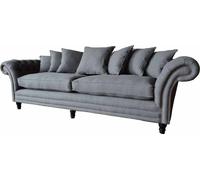 Chesterfield Canapé Polster Canapés Klassische Sofa 4 Sitzer Couchen Grau JVmoebel