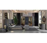 Chesterfield chambre à coucher ensemble lit 2x tables de chevet coiffeuse armoire 5pcs