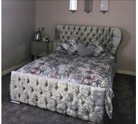 Chesterfield design lit velours luxe textile lits chambre double 200x200cm