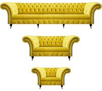 Chesterfield Jaune Ensemble de canapés Salon Meubles Canapé Textile Fauteuil