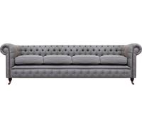 Chesterfield quatre places Gris Canapé Salon Aménagement Nouveau Textile