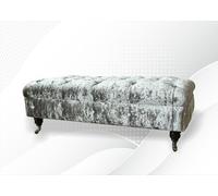 Chesterfield Tabouret rembourré Gris Tissu Salon Design Canapé rembourré Nouveau textile