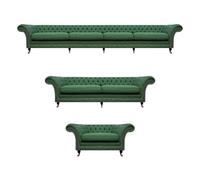 Chesterfield Vert Ensemble de sièges Grand 4 places Luxe 2 places Fauteuil