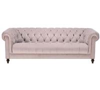 Chesterfield vieux rose rose Nouveau tissu trois places Design Canapés rembourrés Canapés