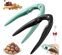 Chestnut Peeler, Nutcracker Chestnut Nuts Opener Clip, Multi-functional Nut Tongs for Chestnuts, Walnut, Pecan & Hazelnut, Non-slip Handle for Home Kitchen (Green+Black)