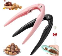 Chestnut Peeler, Nutcracker Chestnut Nuts Opener Clip, Multi-functional Nut Tongs for Chestnuts, Walnut, Pecan & Hazelnut, Non-slip Handle for Home Kitchen (Pink+Black)