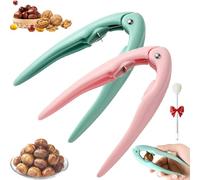 Chestnut Peeler, Nutcracker Chestnut Nuts Opener Clip, Multi-functional Nut Tongs for Chestnuts, Walnut, Pecan & Hazelnut, Non-slip Handle for Home Kitchen (Green+Pink)