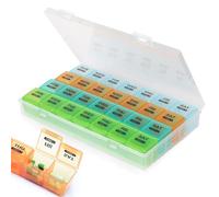 Chetexus Pilulier mensuel 28 jours organisé par semaine, grand pilulier de 4 semaines et 1 mois avec récipient anti-poussière pour pilules/vitamines/huile de poisson/compléments (transparent)