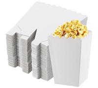 CHEUKYIU Boîte Pop Corn Lot de 80 Pièces - Sachet Popcorn en Papier 7,5x7,5x10,7 cm - Boîte à Bonbons pour Cinéma, Mariage, Fêtes et Collations (Blanc)