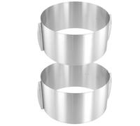CHEUKYIU Lot de 2 Cercles à Tarte Réglables en 16 à 30 cm, Hauteur 15 cm, avec Graduation Précise à l'Intérieur, en Acier Inoxydable, Cercles à Pâtisserie, Moules à Gâteau